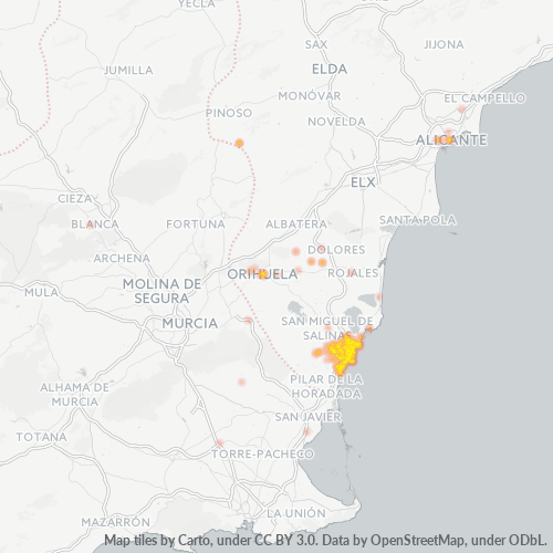 Mapa de calor para código postal 03189