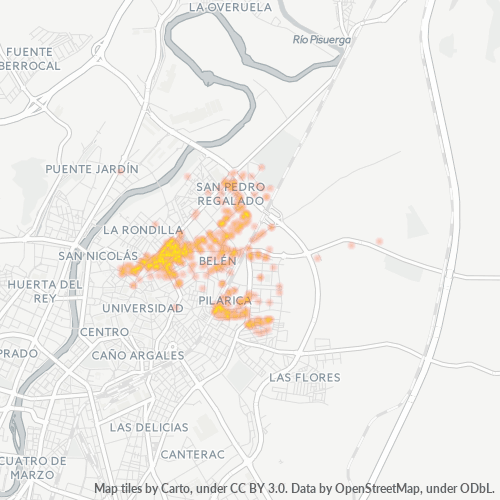 Mapa de calor para código postal 47011