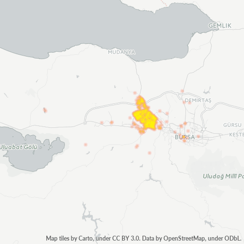 posta kodu 16140 için yoğunluk haritası