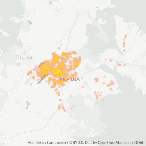 971 01 Teplotná mapa obchodnej hustoty