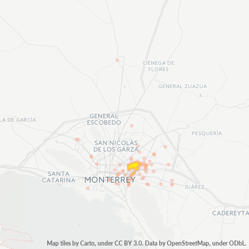 67120 Mapa de calor de densidad empresarial