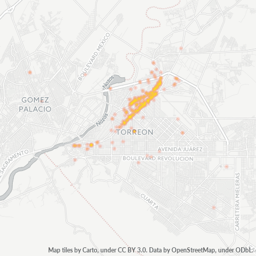 27100 Mapa de calor de densidad empresarial