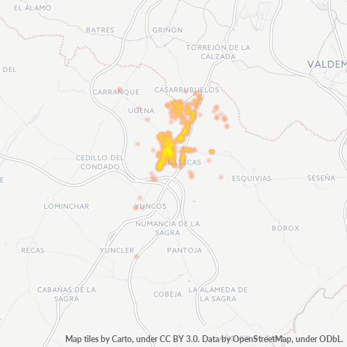 Mapa de calor para código postal 45200