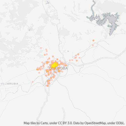 Mapa de calor para código postal 14001
