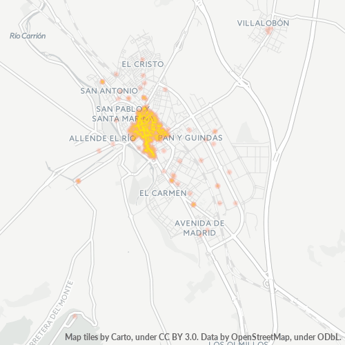 Mapa de calor para código postal 34001