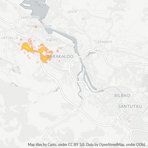 Mapa de calor para código postal 48510