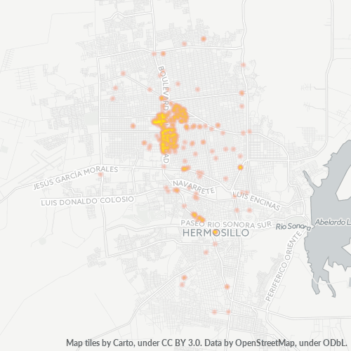 83130 Mapa de calor de densidad empresarial