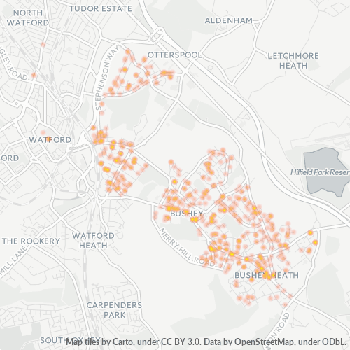 WD23 Business Density Heatmap
