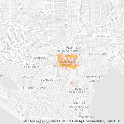 64820 Mapa de calor de densidad empresarial