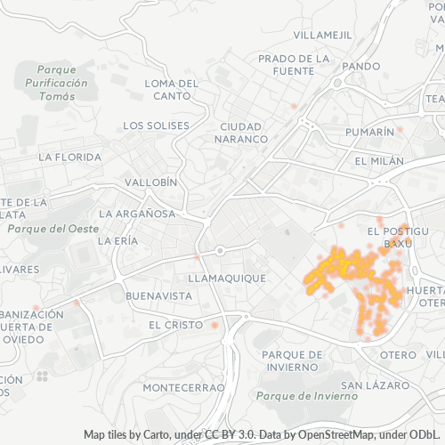 Mapa de calor para código postal 33009