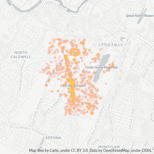 07009 Business Density Heatmap