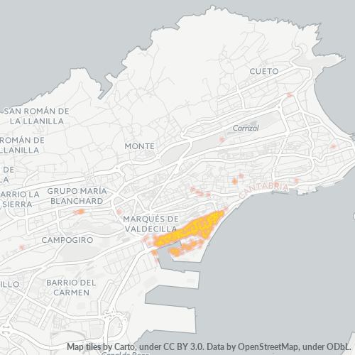 Mapa de calor para código postal 39009