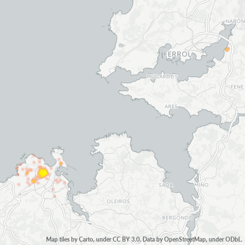 Mapa de calor para código postal 15010