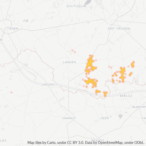 Heatmap voor postcode 3890