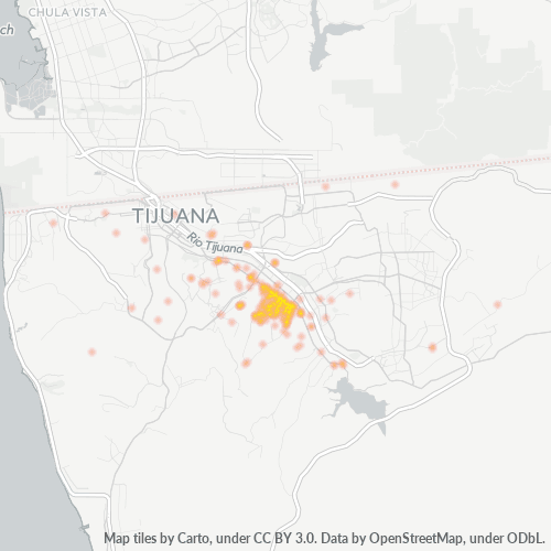 22116 Mapa de calor de densidad empresarial