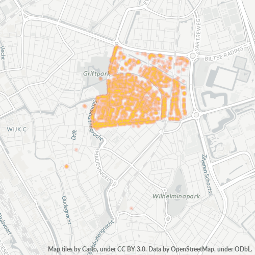 Heatmap voor postcode 3572