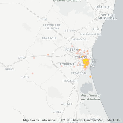 Mapa de calor para código postal 46013