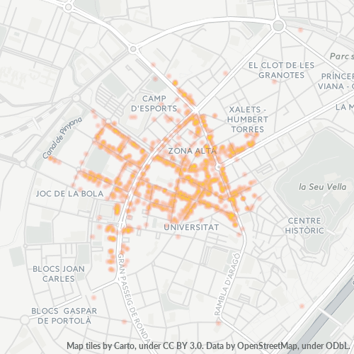 Mapa de calor para código postal 25006