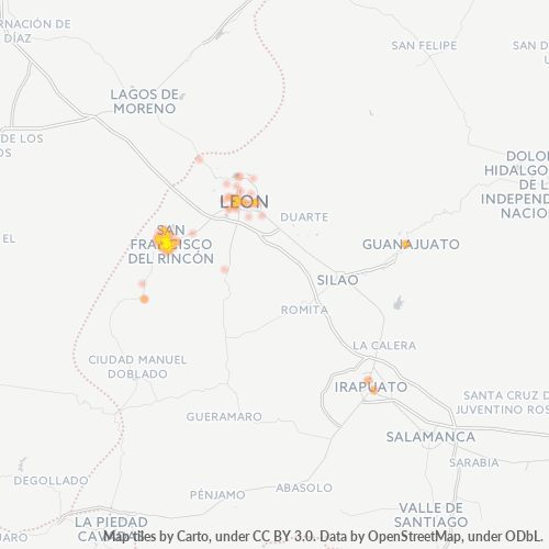 36300 Mapa de calor de densidad empresarial