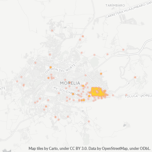 58270 Mapa de calor de densidad empresarial