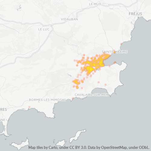 83310 Mapa de densitat de negocis 83310 Mapa de densitat de negocis
