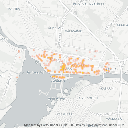 90500 Yritystiheys lämpökarttana