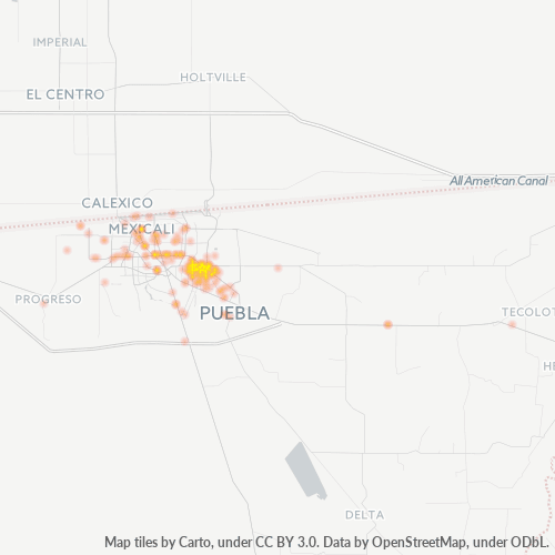 21399 Mapa de calor de densidad empresarial