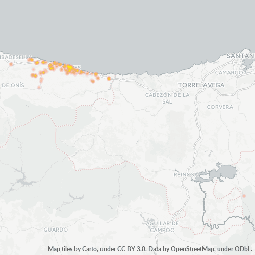 33500 Mapa de calor de densidad empresarial