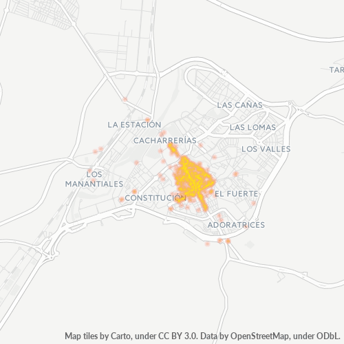 19001 Mapa de calor de densidad empresarial