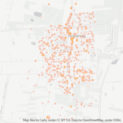 Heatmap voor postcode 7921