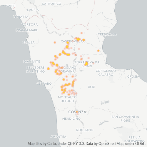 Mappa di calore per cap 87010