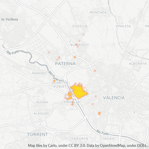 Mapa de calor para código postal 46920