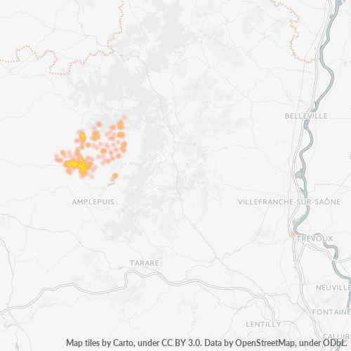 Carte de chaleur pour code postal 69240