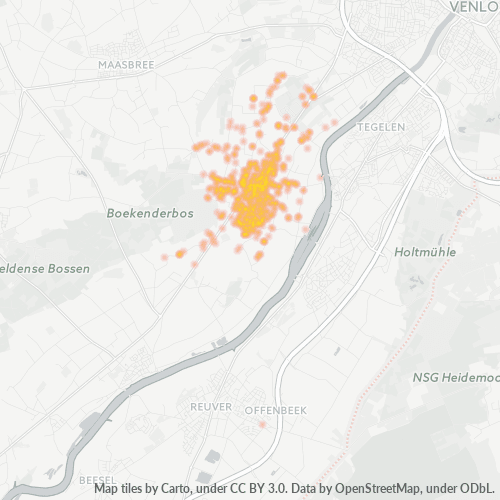 Heatmap voor postcode 5991