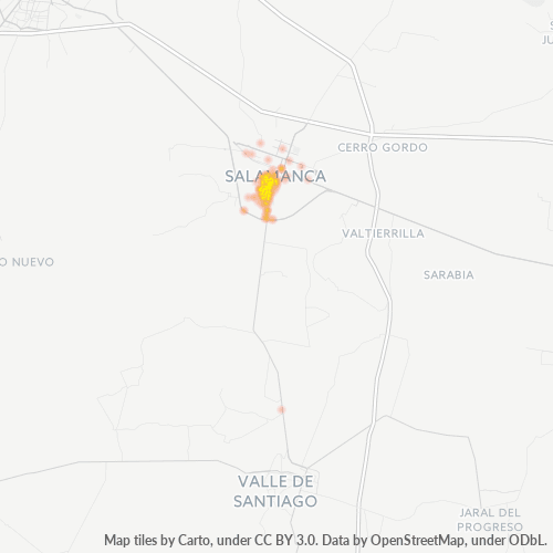36780 Mapa de calor de densidad empresarial
