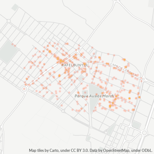 Mapa de calor para código postal 46138