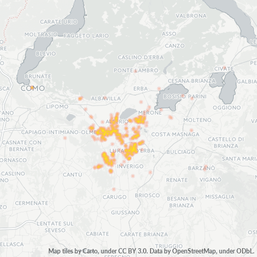 22040 Mappa di concentrazione per la densità di aziende