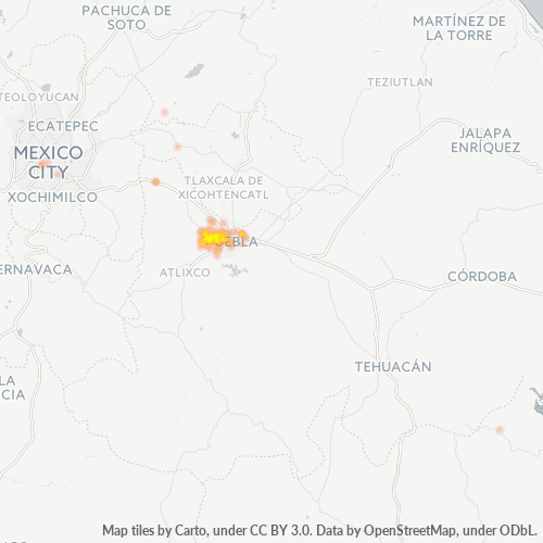 72760 Mapa de calor de densidad empresarial