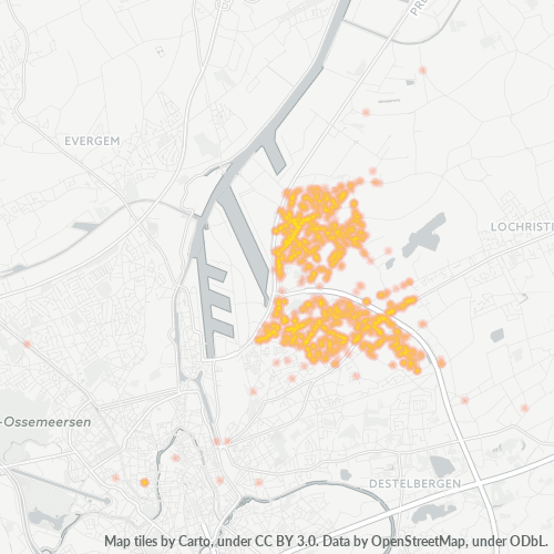 Heatmap voor postcode 9041
