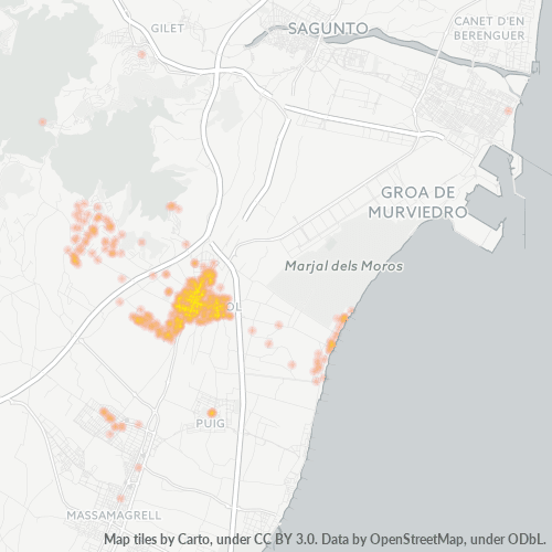 Mapa de calor para código postal 46530
