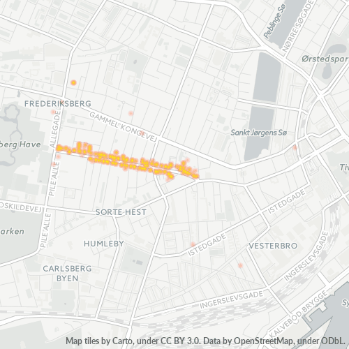 1820 Heatmap over forretningstæthed