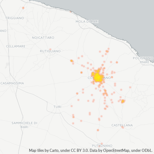Mappa di calore per cap 70014