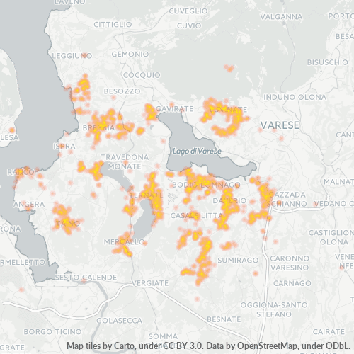 21020 Mappa di concentrazione per la densità di aziende