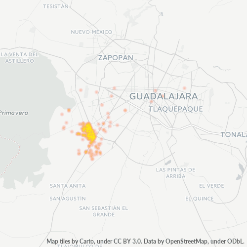 45236 Mapa de calor de densidad empresarial