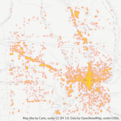 16001 Business Density Heatmap