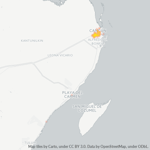 77535 Mapa de calor de densidad empresarial