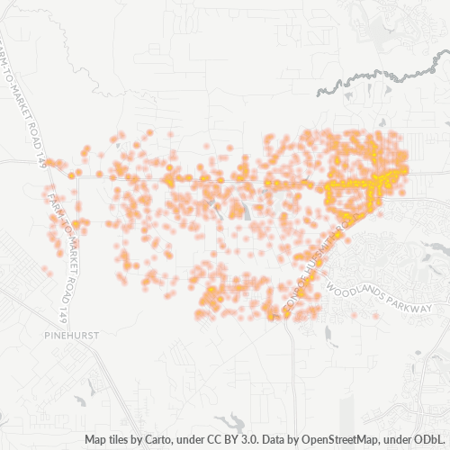 77354 Business Density Heatmap