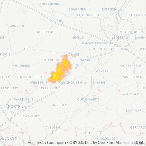 Heatmap voor postcode 9870