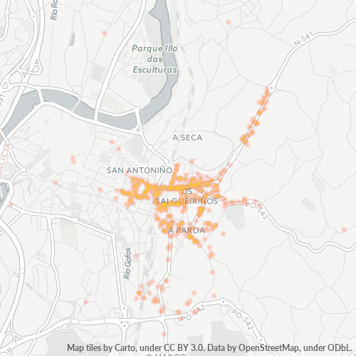 Mapa de calor para código postal 36004