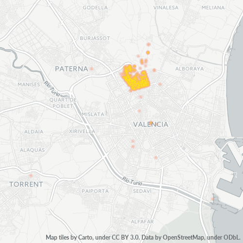 Mapa de calor para código postal 46025
